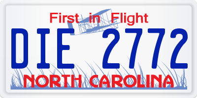 NC license plate DIE2772
