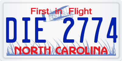 NC license plate DIE2774