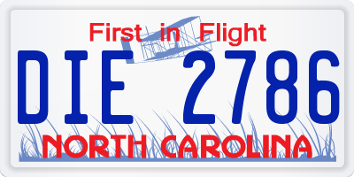NC license plate DIE2786