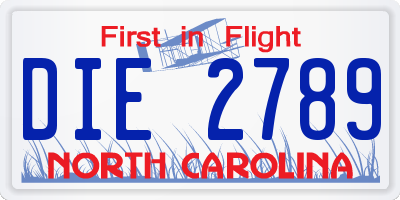 NC license plate DIE2789