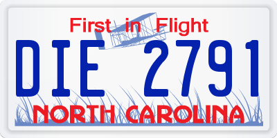 NC license plate DIE2791