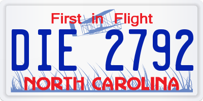 NC license plate DIE2792