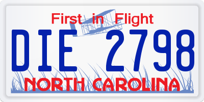 NC license plate DIE2798