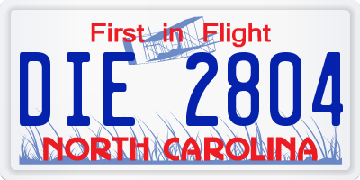 NC license plate DIE2804
