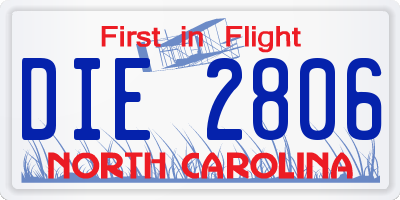 NC license plate DIE2806