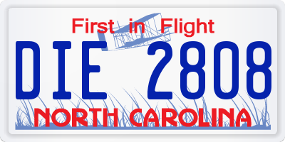 NC license plate DIE2808