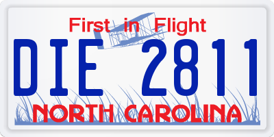 NC license plate DIE2811