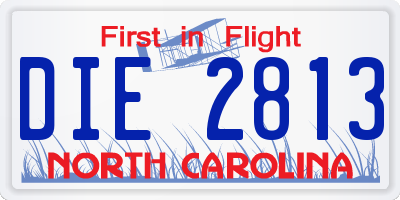 NC license plate DIE2813
