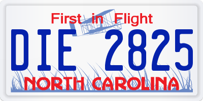 NC license plate DIE2825