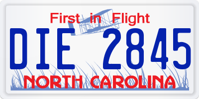 NC license plate DIE2845