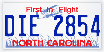 NC license plate DIE2854