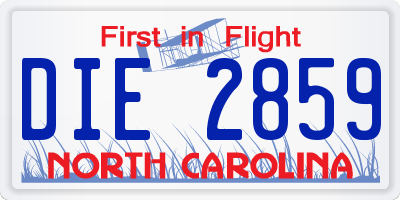 NC license plate DIE2859