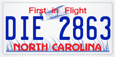 NC license plate DIE2863