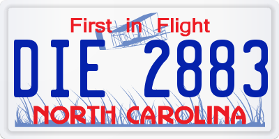 NC license plate DIE2883