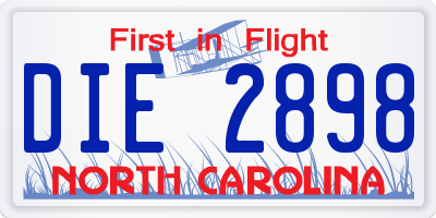 NC license plate DIE2898