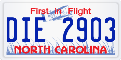 NC license plate DIE2903