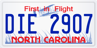 NC license plate DIE2907