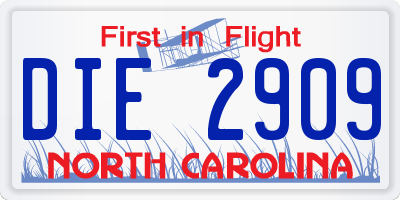 NC license plate DIE2909