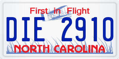 NC license plate DIE2910