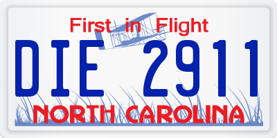 NC license plate DIE2911