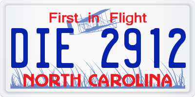 NC license plate DIE2912