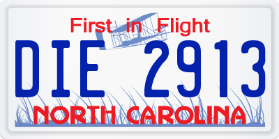 NC license plate DIE2913