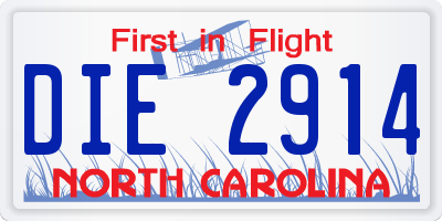 NC license plate DIE2914