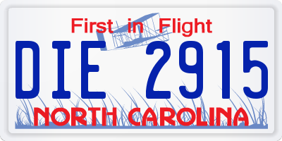 NC license plate DIE2915