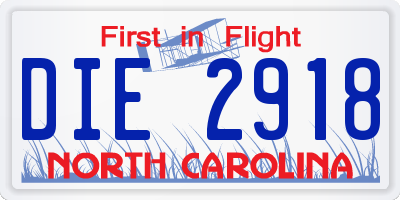 NC license plate DIE2918