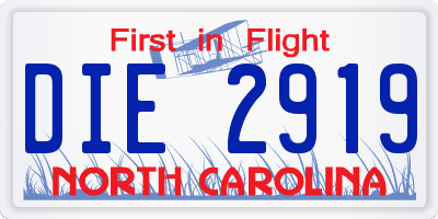 NC license plate DIE2919