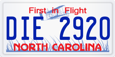 NC license plate DIE2920