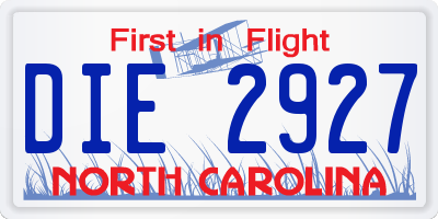 NC license plate DIE2927