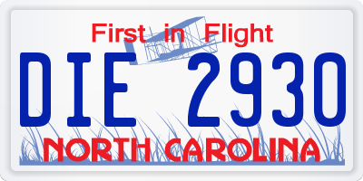 NC license plate DIE2930