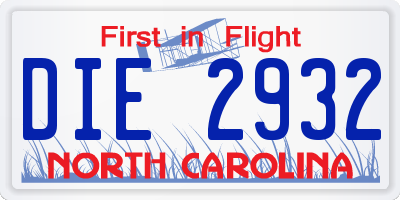 NC license plate DIE2932