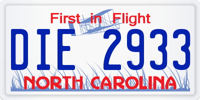 NC license plate DIE2933