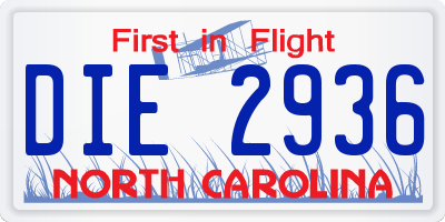 NC license plate DIE2936