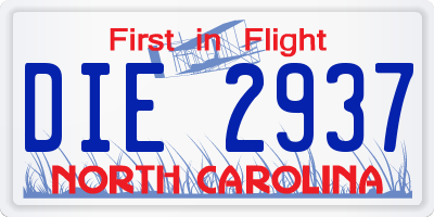 NC license plate DIE2937