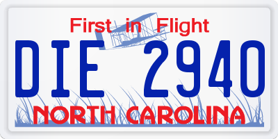 NC license plate DIE2940