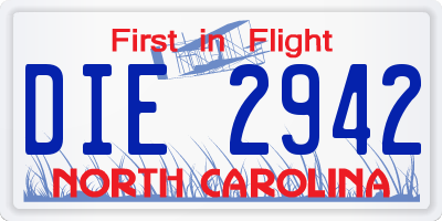 NC license plate DIE2942