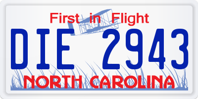 NC license plate DIE2943