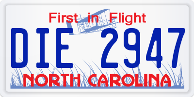 NC license plate DIE2947
