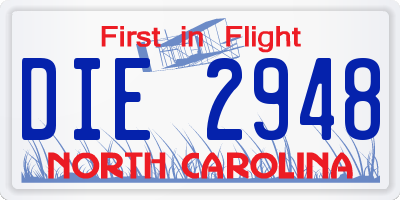 NC license plate DIE2948