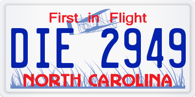 NC license plate DIE2949