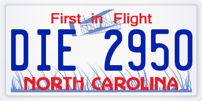 NC license plate DIE2950