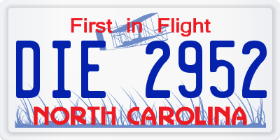 NC license plate DIE2952