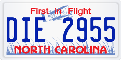 NC license plate DIE2955