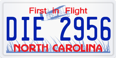 NC license plate DIE2956