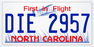NC license plate DIE2957