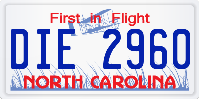 NC license plate DIE2960