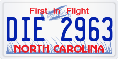 NC license plate DIE2963